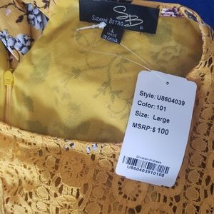 Suzanne Betro dress, Large,  Yellow  Floral.